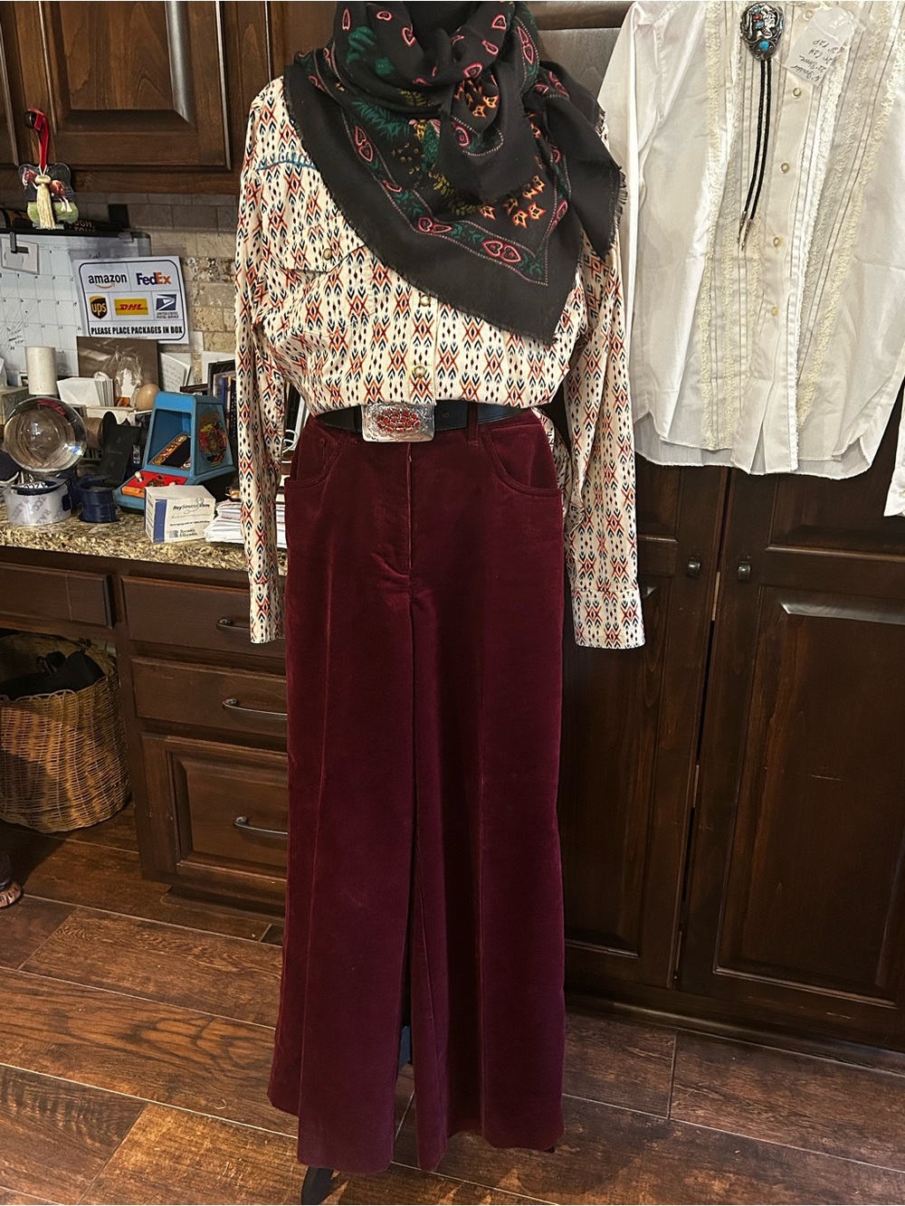 AllSaints Sz 27 Wine Velvet Corduroy Wide Leg Trouser (Vampire Diaries)